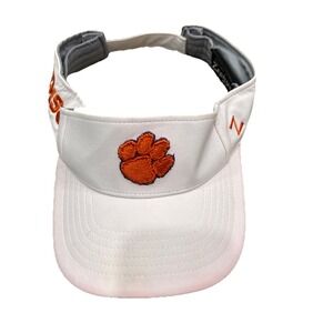 Clemson Tigers Paw Logo White Visor Zephyr Adjustable Hook and Loop Golf Tennis‎